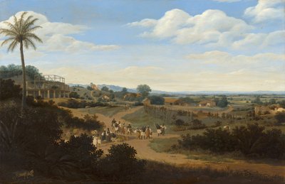 Brasilianische Landschaft mit einem im Bau befindlichen Haus von Frans Post